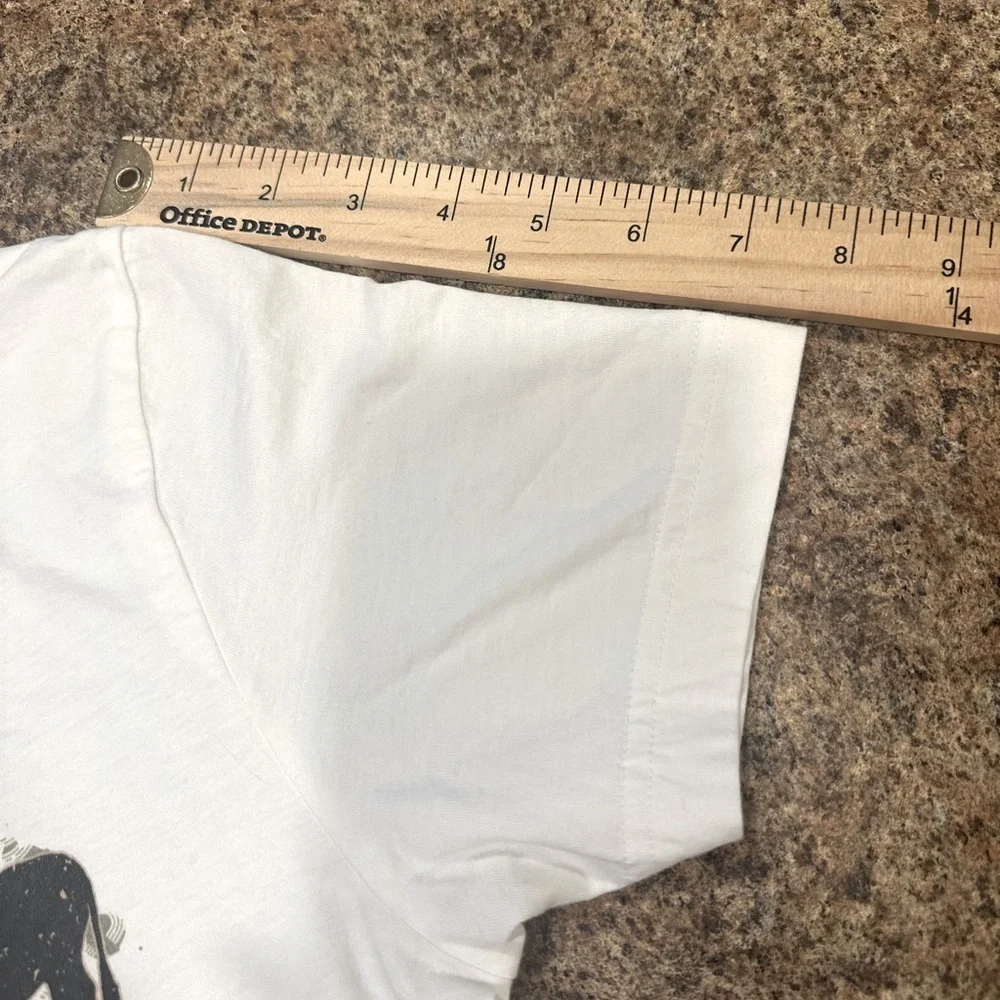 Lily & Lottie Cow Grid Graphic Tee White Short Sleeve Womens Size Small